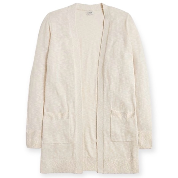 J. CREW Ivory Sweater Beach Duster Cardigan Lightweight Pockets NWT - Picture 2 of 10